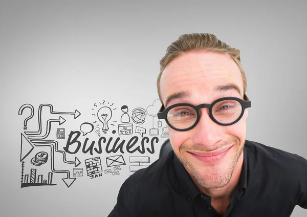 Man with business graphics drawings — Stock Photo, Image