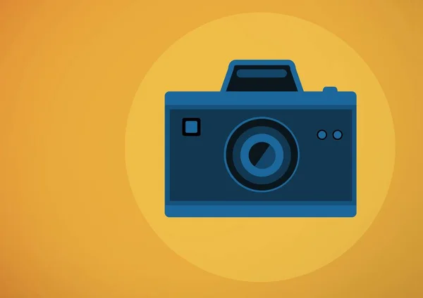 Camera illustration icon in circle — Stock Photo, Image