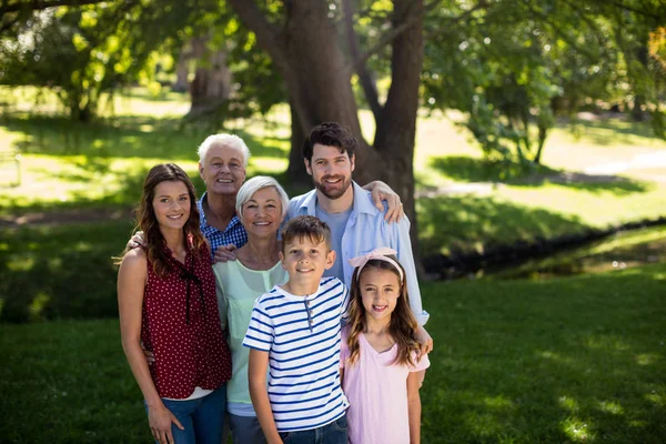 Multi generace rodiny stojící v parku — Stock fotografie