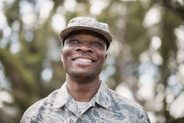 Close-up of happy military soldier — Stock Photo, Image