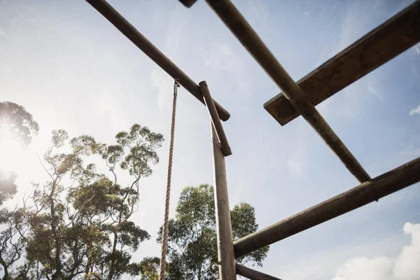 Cadre Corde Bois Pendant Parcours Obstacles Dans Camp Entraînement — Photo
