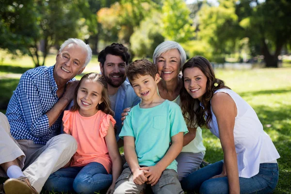 Famiglia multi generazione seduta nel parco — Foto Stock