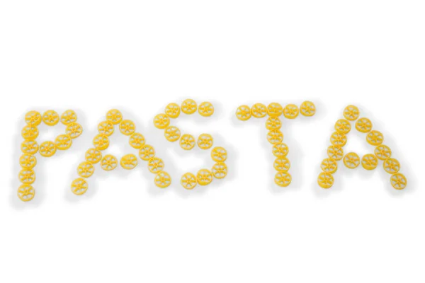 Pasta text made from rotelle — Stock Photo, Image