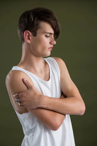 Androgynous man in waist posing — Stock Photo, Image