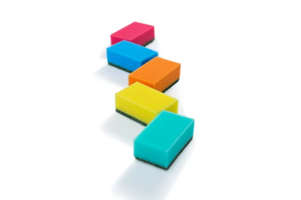 Colorful sponges against white backgroud — Stock Photo, Image