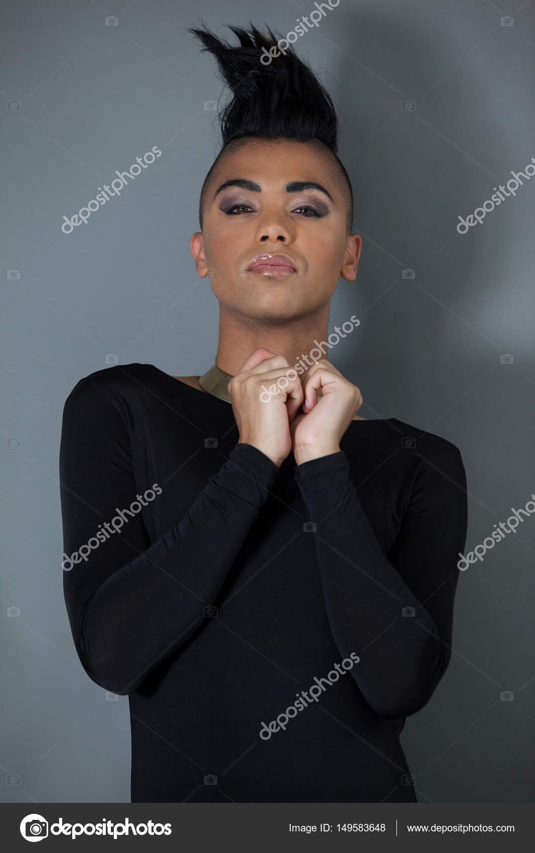 Girl Hair Half Shaved Confident Transgender With Half Shaved