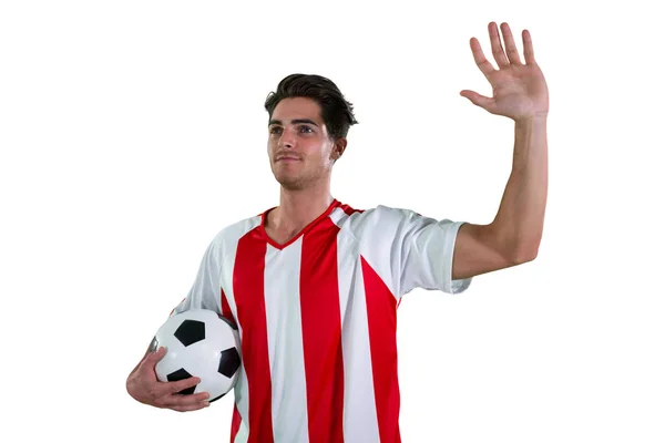 Elini sallayarak futbolcu — Stok fotoğraf