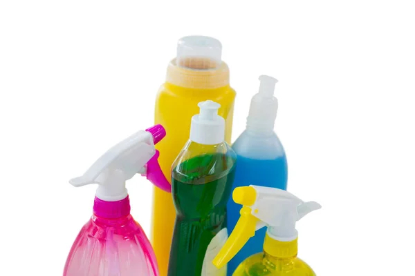 High angle view of cleaning bottles — Stock Photo, Image