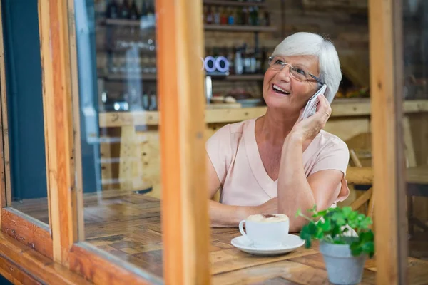 Mujer mayor hablando por teléfono — Foto de Stock