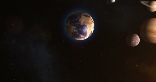 Ηλιακό σύστημα με ήλιο και πλανήτες — Αρχείο Βίντεο