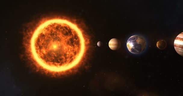 Sistema solar con sol y planetas — Vídeo de stock