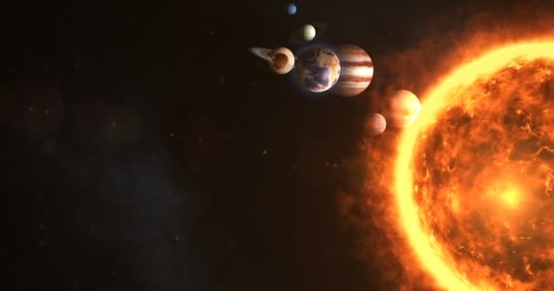 Układ słoneczny ze słońcem i planetami — Wideo stockowe