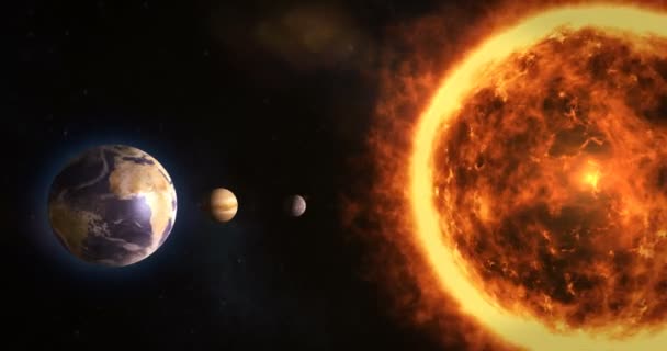 Sistema solar con sol y planetas — Vídeos de Stock