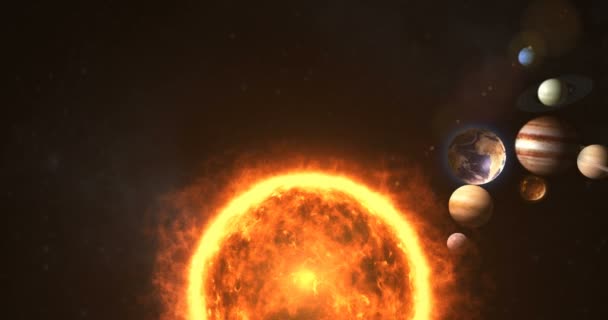 Naprendszer napsütéssel és bolygókkal — Stock videók