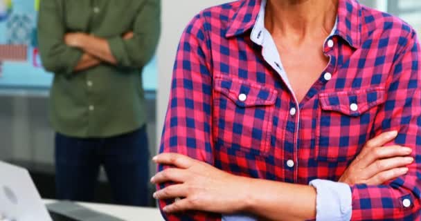 Retrato de ejecutivos de pie con los brazos cruzados en la oficina — Vídeos de Stock