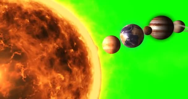 Zonnestelsel met zon en planeten — Stockvideo