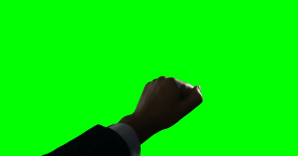 Persona che fa il gesto della mano sullo sfondo dello schermo verde — Video Stock