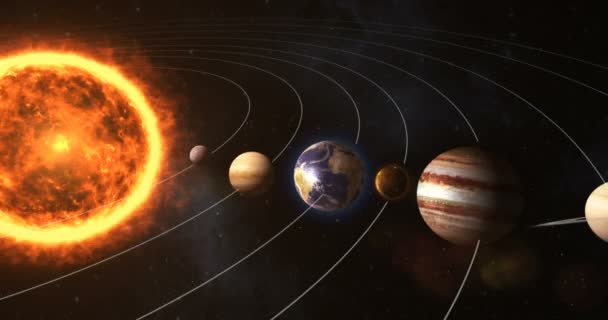 Solar system with sun and planets — Stock Video