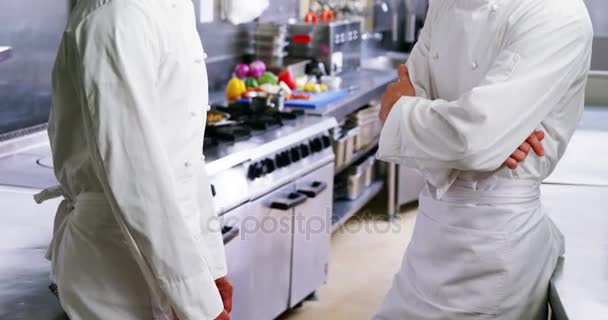 Chef-koks interactie met elkaar — Stockvideo