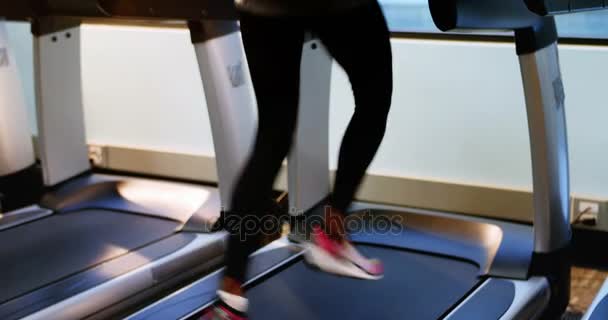 Mujer en forma haciendo ejercicio en la cinta de correr — Vídeos de Stock