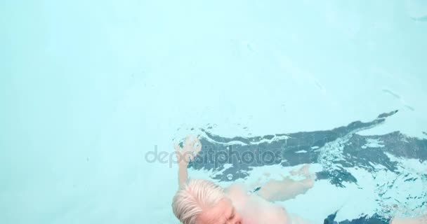 Senior couple swimming in pool — Stock Video