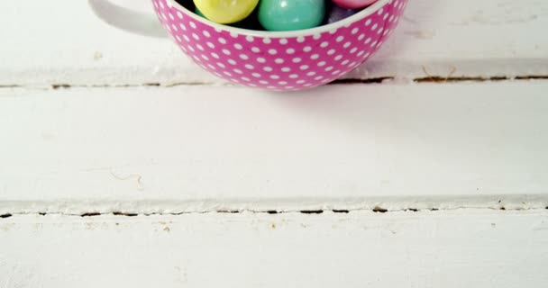 Painted Easter eggs in bowl — Stock Video