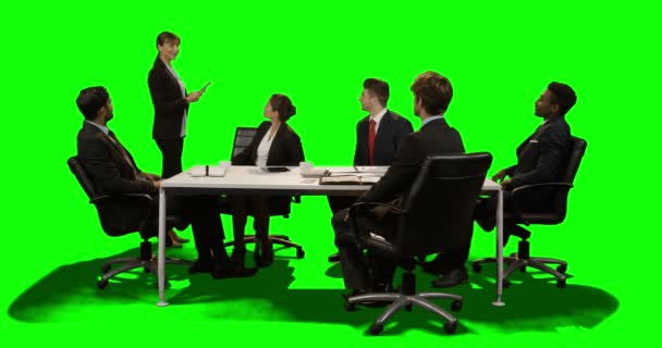 Företagsledare som diskuterar i möte — Stockvideo