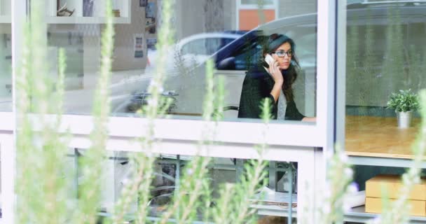 Executivo feminino falando no telefone móvel — Vídeo de Stock