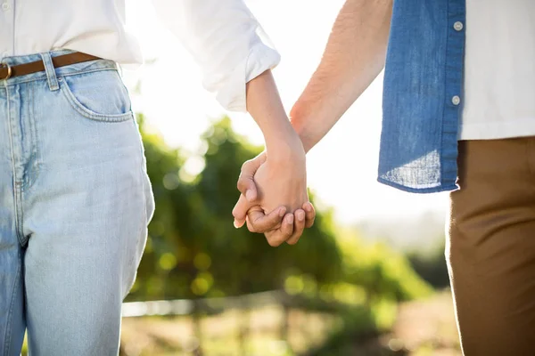 Sección media de la pareja cogida de la mano — Foto de Stock