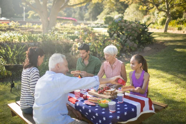 Family having meal in the park — Stock Photo, Image