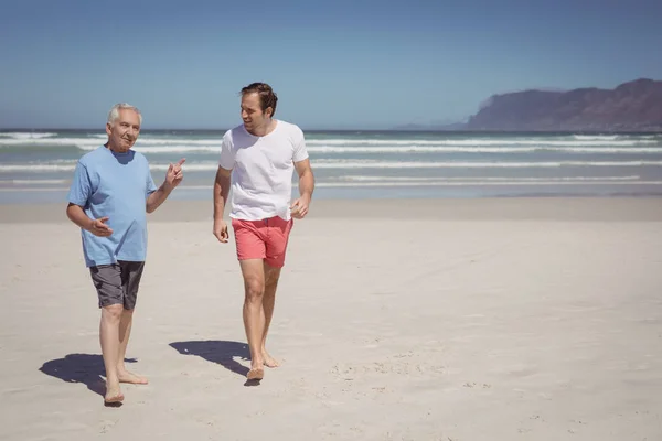 Человек разговаривает с отцом на пляже — стоковое фото