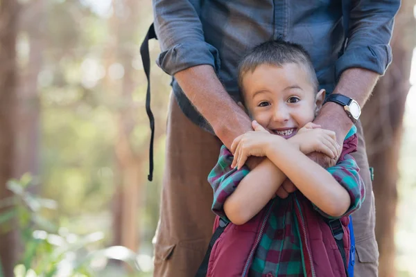 Portrait of playful boy with father — Stock Photo, Image