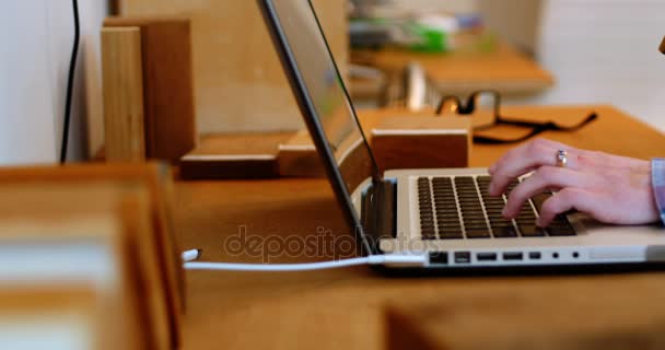 Femme cadre travaillant sur ordinateur portable à son bureau — Video