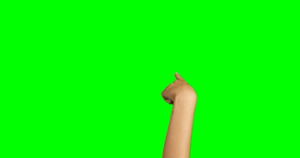 Persona haciendo gesto de mano contra fondo de pantalla verde — Vídeos de Stock