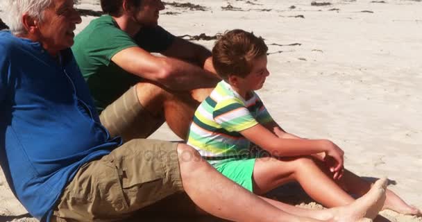 家族一緒にビーチで楽しんでください。 — ストック動画