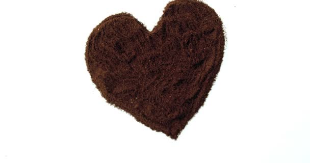 Coffee powder forming heart shaped — Stock Video