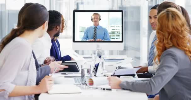 Business people having a conference call in meeting — Stock Video