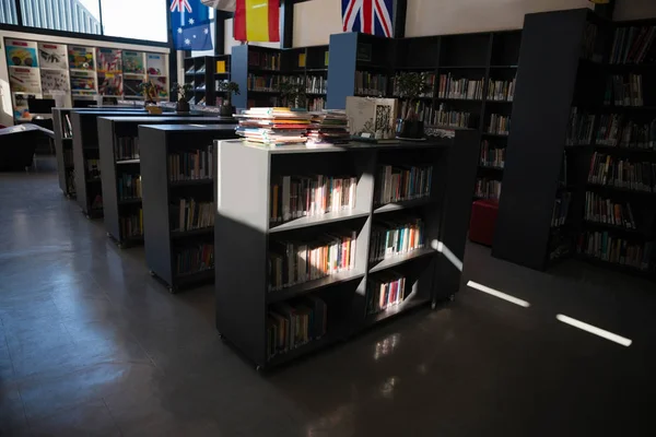 Knihovnička v knihovně ve škole — Stock fotografie