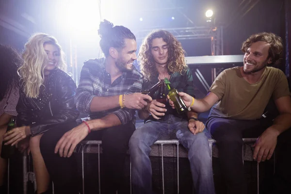 Male friends toasting beer bottles — Stock Photo, Image