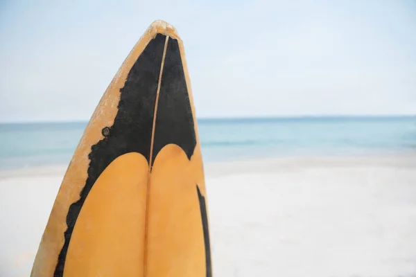 Planche de surf en bois à la plage — Photo