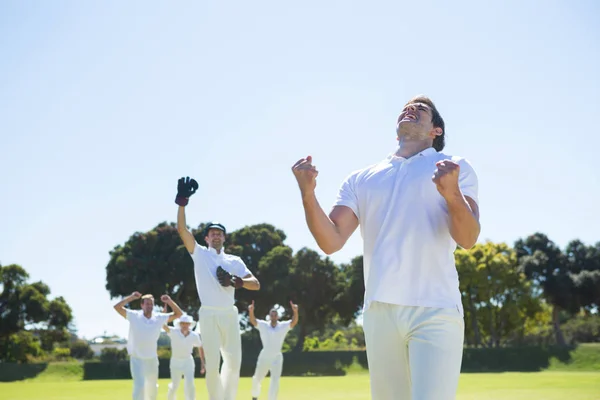 Squadra di cricket godendo la vittoria — Foto Stock