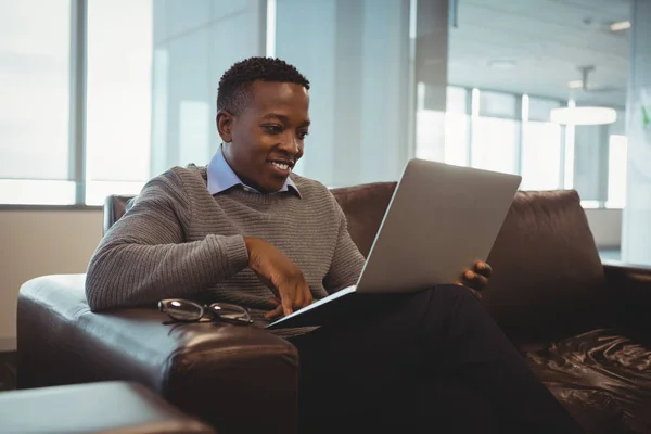 Ejecutiva masculina usando laptop — Foto de Stock