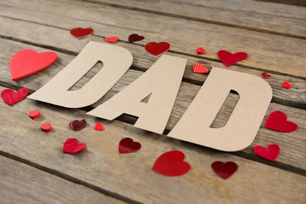 Dad text with red heart shapes — Stock Photo, Image