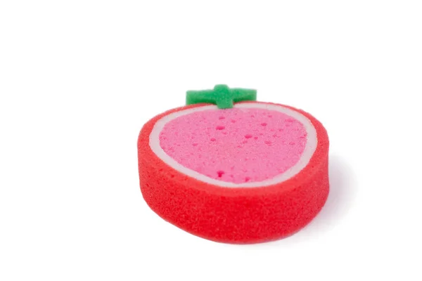Strawberry shaped scouring pad — Stock Photo, Image