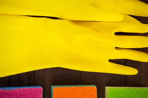 Rubber Gloves and scrubbers — Stock Photo, Image