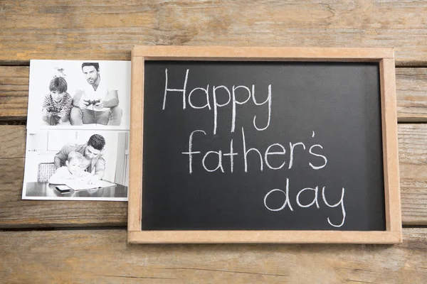 Skiffer med glad fäder dag text — Stockfoto