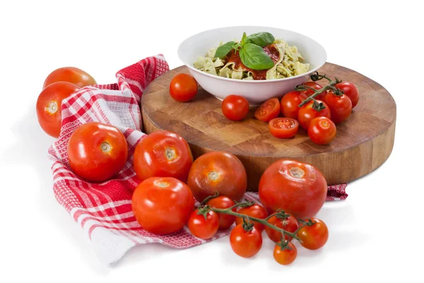 Fettuccine pasta con tomates — Foto de Stock