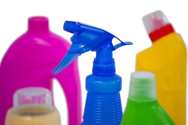 Flacone spray detergente e contenitori — Foto Stock
