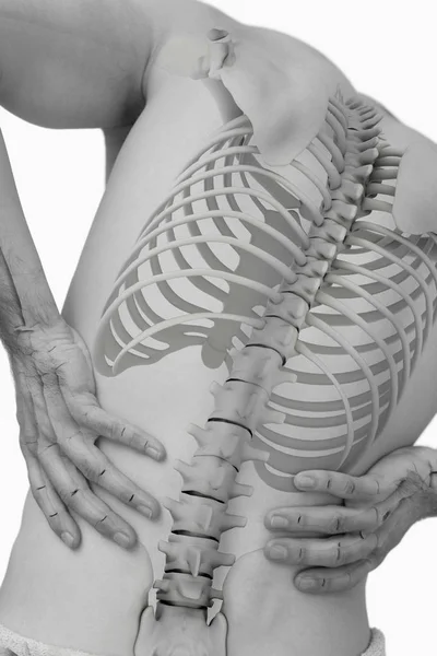 Colonna vertebrale maschile con mal di schiena — Foto Stock
