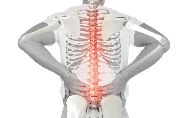 Mannelijke rug met rugpijn — Stockfoto